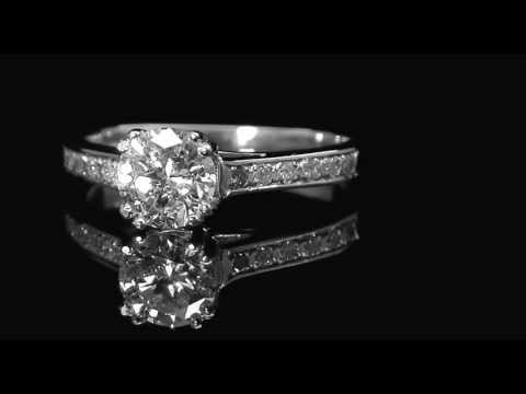 .90 CT T.W. SI1 H ROUND CUT MULTI STONE ENGAGEMENT RING IN 14K WHITE GOLD