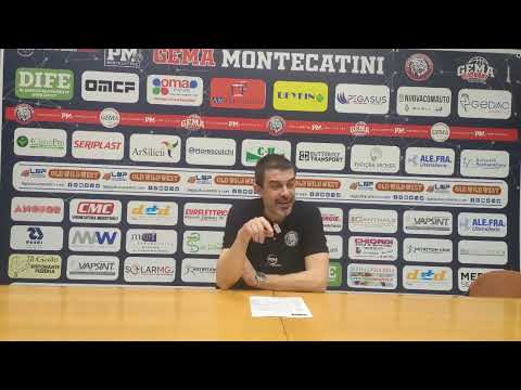 Coach Marco Del Re dopo gara-1 tra Gema Montecatini e Fabriano, quarti di finale playoff Serie B