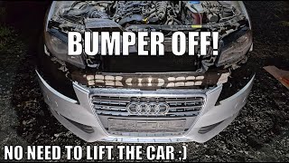 Audi A4 B8 - How to remove the front bumper without lifting the car at all