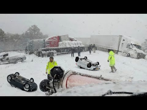Chaos in Indiana Texas Today! Super Snow Storm Causing Many Major Accident in Arkansas