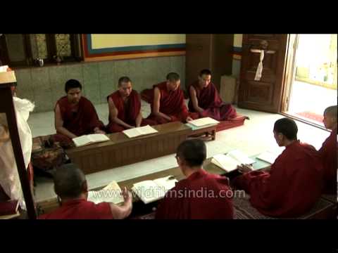 Tibetan monks exercising tantric chanting