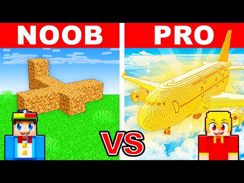 NOOB vs PRO: AIRPLANE House Build Challenge in Minecraft!