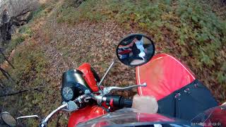 preview picture of video 'мотоцикл Урал по лесу Красный+Зелёный'