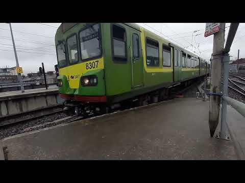 Dart numberd 8307 coming into Connolly from howth