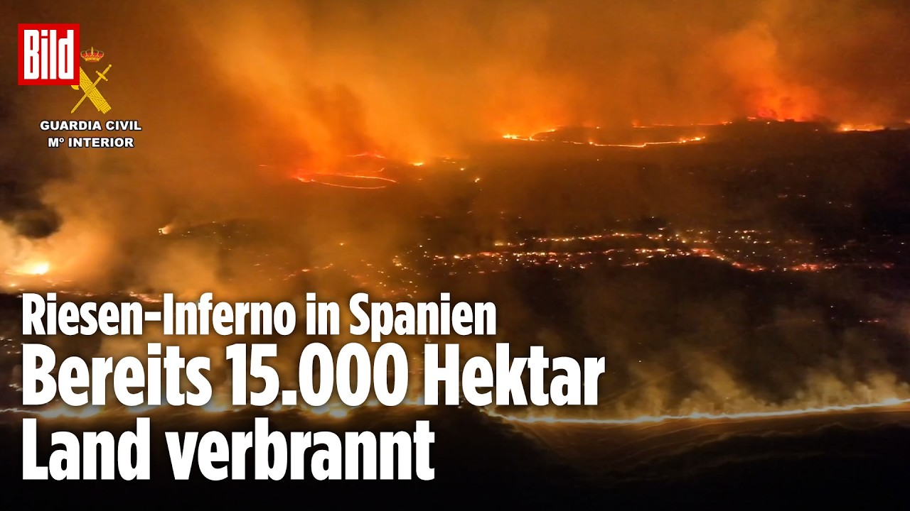 Waldbrand frisst sich durch Spanien: Drohnenaufnahmen zeigen das Ausmaß