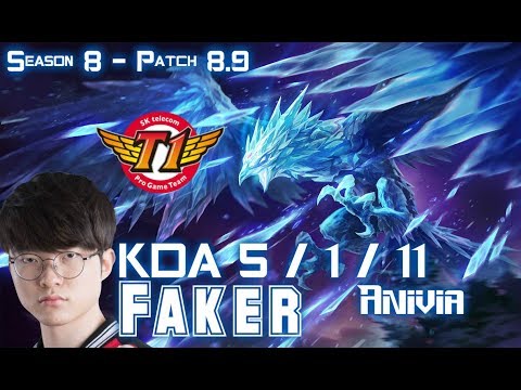 SKT T1 Faker ANIVIA vs LEBLANC Mid - Patch 8.9 KR Ranked