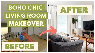 Boho Chic Living Room Transformation With Renter-Friendly Upgrades  | Rentfluencer