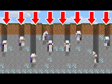 I forced 100 players to mine straight down in minecraft