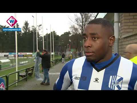 Reactie Quick Boys-speler Kelvin Maynard na de winst op VVOG
