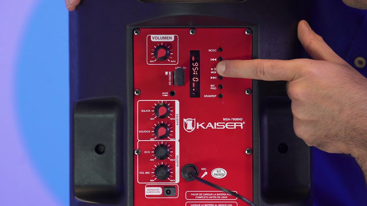 BAFLE KAISER 8” DE 5,000 W PMPO CON KSR- LINK Y MICRÓFONO ALÁMBRICO MODELO MSA-7908ND