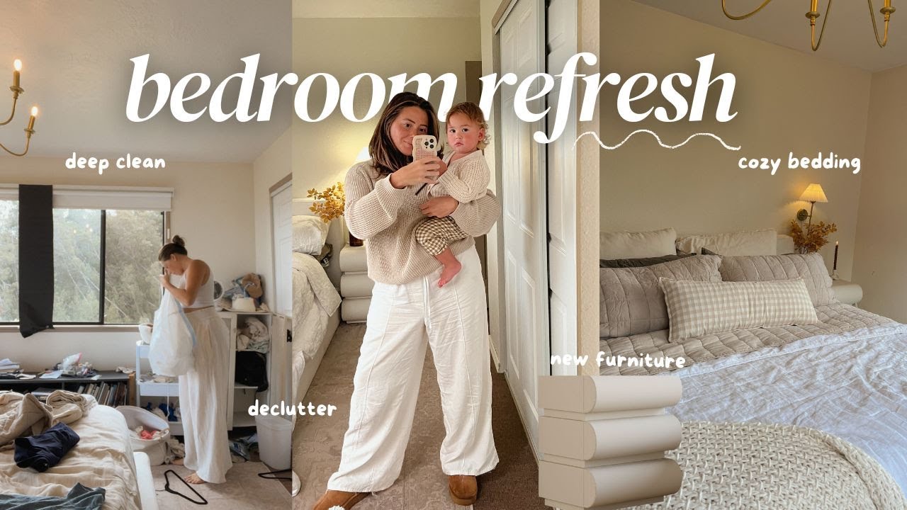BEDROOM REFRESH 🫧🧺 declutter & deep clean, new furniture, SO SATISFYING