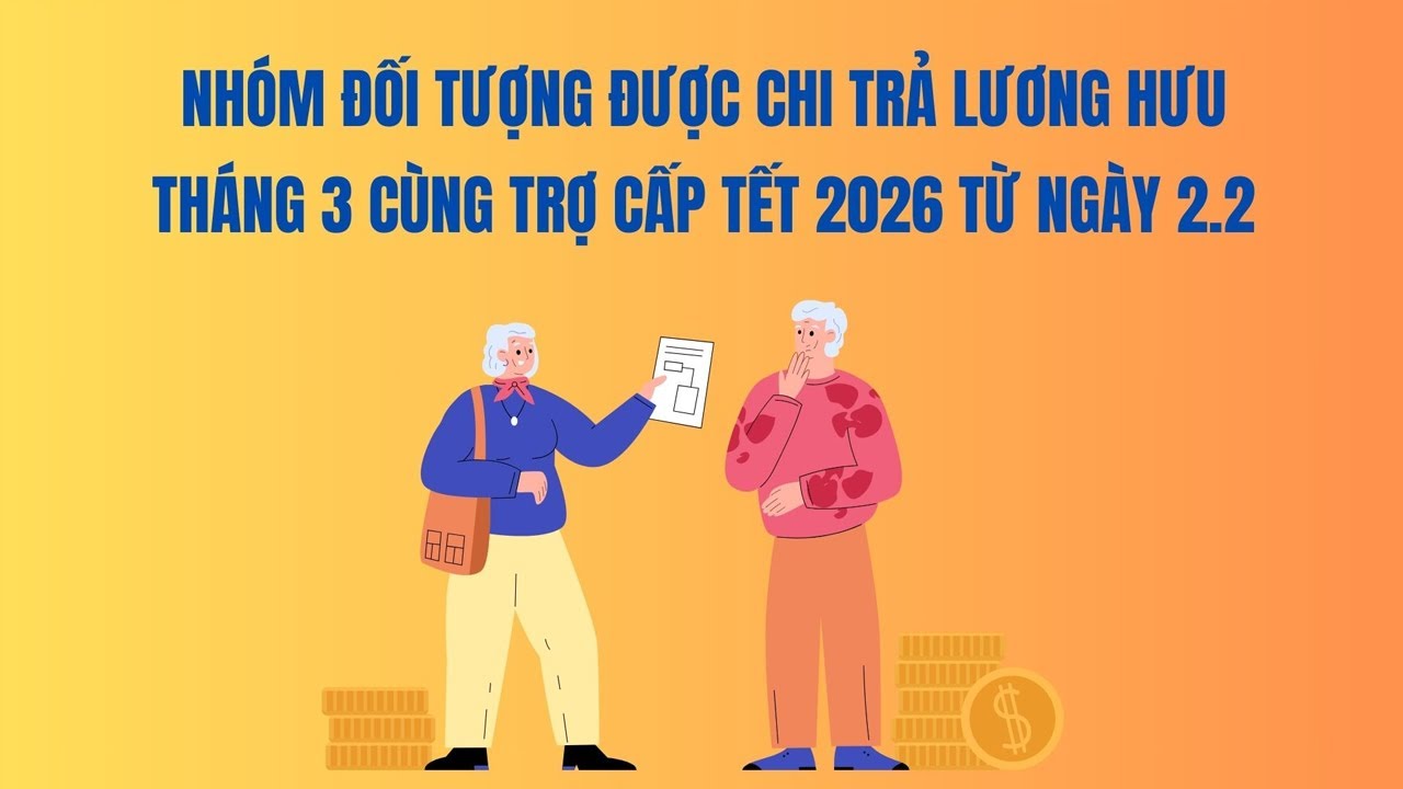 Nhóm đối tượng được chi trả lương hưu tháng 3 cùng trợ cấp Tết 2026 từ ngày 2.2