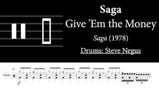 Saga - Give &#39;Em the Money: Drum Sheet Music Transcription