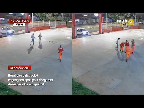 Vídeo: Bombeiro salva bebê engasgado após pais pedirem ajuda em quartel.