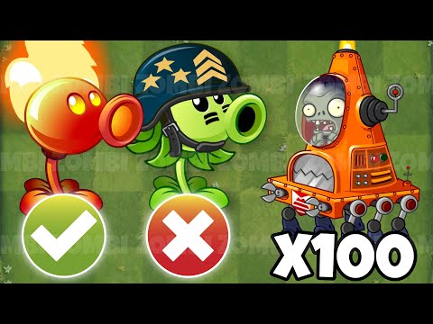 PVZ 2 Plants With 5 Plant Food VS 100 Fast Robo-Cone Zombie Army Who Will Win?