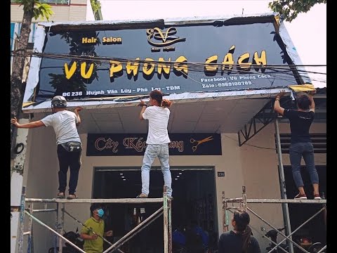 Thi công lắp đặt bảng hiệu Hair Salon