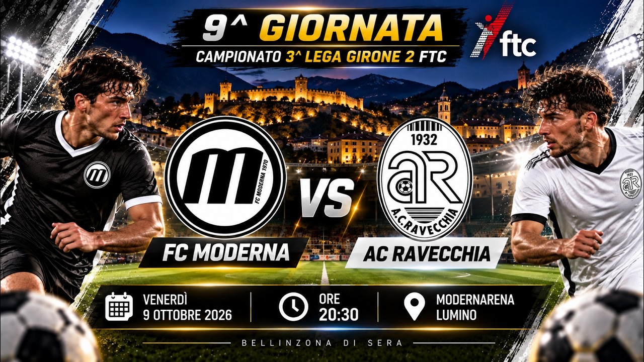 🔴 LIVE | FC Moderna vs AC Ravecchia | 9ª Giornata – 3ª Lega Girone 2 | FTC