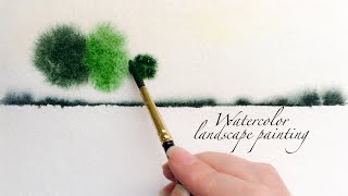 painting of the reflection of trees of trees in water . watercolor painting