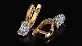 Золоті сережки з діамантом. Артикул 770459  - Фото 3