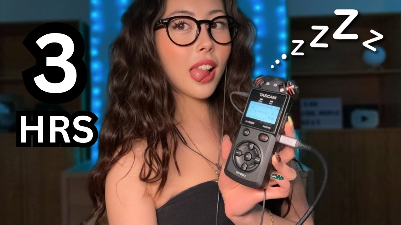ASMR 3 HOURS Tascam Mouth Sounds | dry, wet, Spit Painting, Clicky, Bubble Rush, (No Looping!)