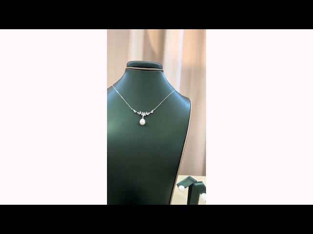 طقم فضة ولولو زراعي تصميم ألماس أنيق وناعم