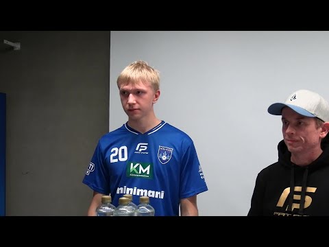 Nibacos - Merikoski SBT 1.10.2021 Nibacoksen pelaaja Vili Ylikorpi ja valmentaja Jan Salin.