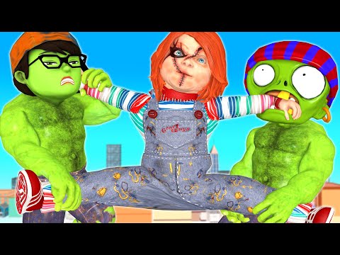 Scary Stranger 3D - Nick and Tani The best troll zombie play slide - NickHulk vs Giant Chucky Funny
