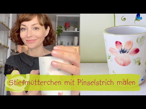 How to paint pansies with a single brushstroke. pottery art cafe Cologne