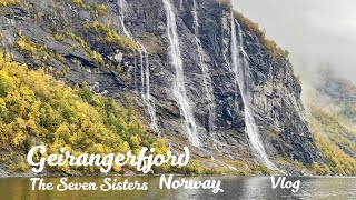 Cruise (Geirangerfjord) Seven Sisters, Suitor Waterfalls (Norway) UNESCO listed, Geirangerfjord 4k