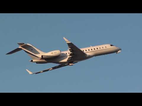 Private Bombardier BD 700 1A10 Global 6000 HB-JLC Take Off Malaga LEMG