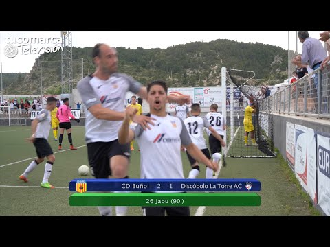 Vídeo resumen y postpartido: el CD Buñol tira de orgullo para remontar frente al colista (2-1)