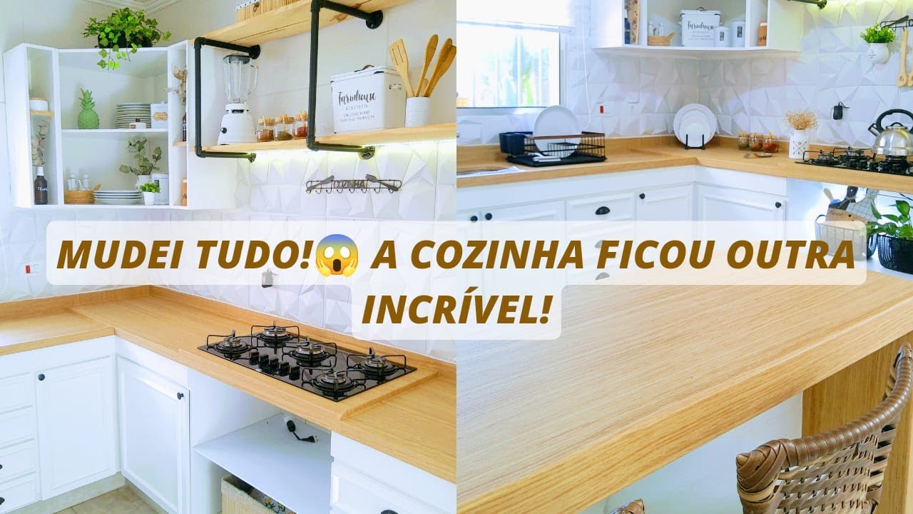 MUDEI TUDO ! COMO DEIXAR A COZINHA LINDA DE CARA NOVA GASTANDO POUCO FICOU INCRÍVEL!