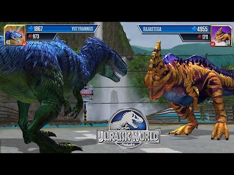 YUTYRANNUS VS RAJASTEGA - JURASSIC DINOSAUR BATTLE || JURASSIC WORLD THE GAME
