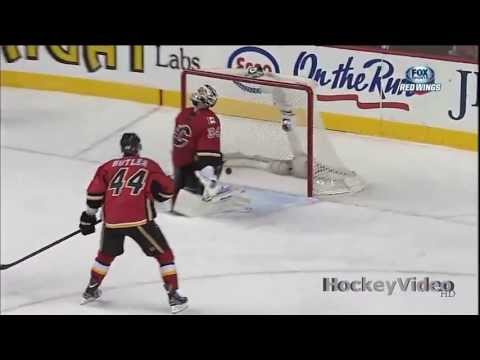 Johan Franzen center ice goal on Miikka Kiprusoff . Apr 18, 2013