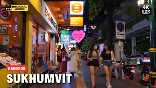 Bangkok Sukhumvit Road 🇹🇭 Asok to Phrom Phong | 4K HDR • Binaural Audio 🎧