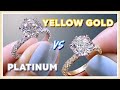 Yellow Gold vs Platinum | What Color Ring Setting Is Right For You? | 2ct vs 2.1ct Round Diamond