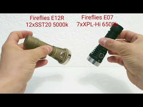 Fireflies E12R 12xSST20 5000k turbo - Fireflies E07 7xXPL Hi 6500k  turbo comparison