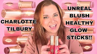 NEW Charlotte Tilbury UNREAL BLUSH HEALTHY GLOW STICKS! Review and Demo!