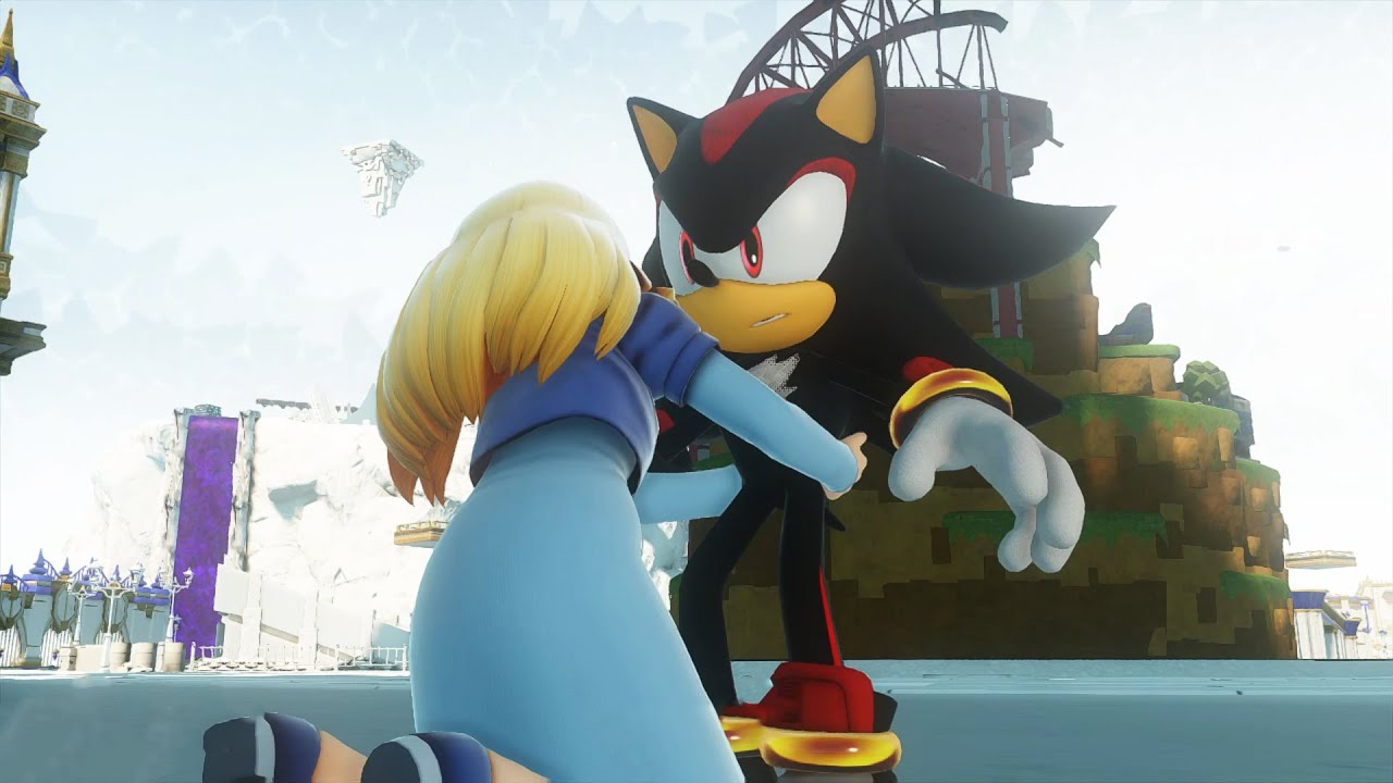 Maria hugs Shadow after he saved her Sonic X Shadow Generations
