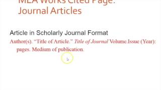 Citing Journal Articles In MLA