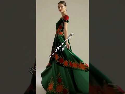 Elegant European Couture | Luxury Floral Embroidery Gown | High Fashion Velvet Style ✨ #youtubefeed