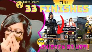 33 finishes in DUO vs squad 😱| Full rush and squad wipe chicken dinner BGMI highlight