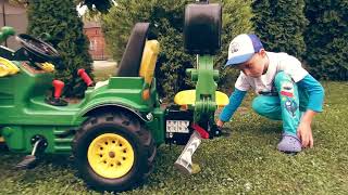 So funktioniert die Heckschaufel. John Deere 7930. Rolly Toys Trettraktor. Tur + Heckbagger
