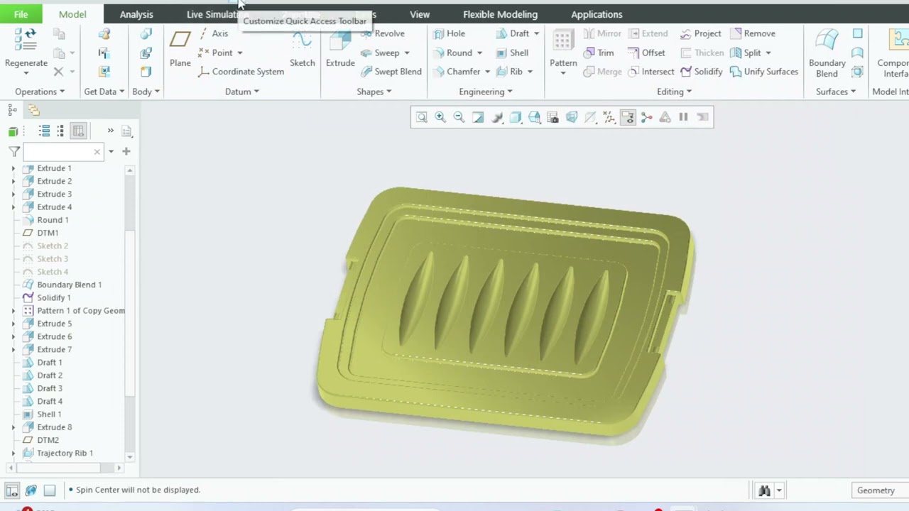 Quick Access Toolbar - Creo Parametric10.0, DESIGN