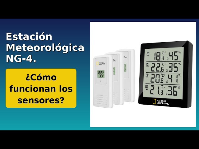 Vídeo relacionado con National Geographic Estación meteorológica radiocontrolada con sensor exterior en diseño transparente, con pantalla para temperatura y humedad y visualización de tendencias meteorológicas