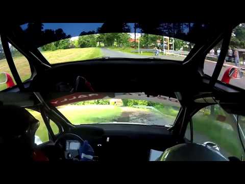 Onboard Bryan Bouffier Peugeot 208 R2 vs. Jan Chmielewski Citroen DS3 R3 Rajd Karkonoski 2013 OS9