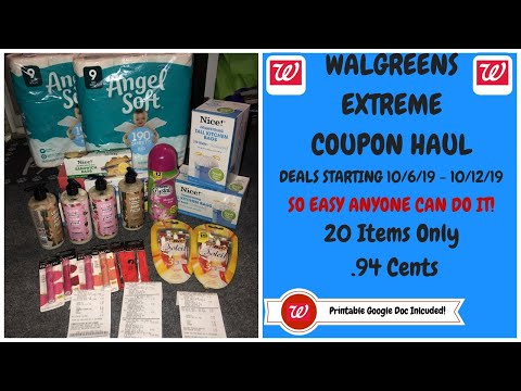 WALGREENS EXTREME COUPON HAUL DEALS STARTING 10/6/19|EASY NEW COUPONER DEALS 20 ITEMS ONLY .94 CENTS Video