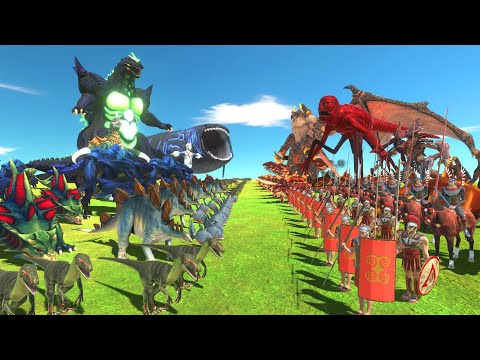 Blue Green War - Blue & Green Team VS Red & Orange Team  - Animal Revolt Battle Simulator