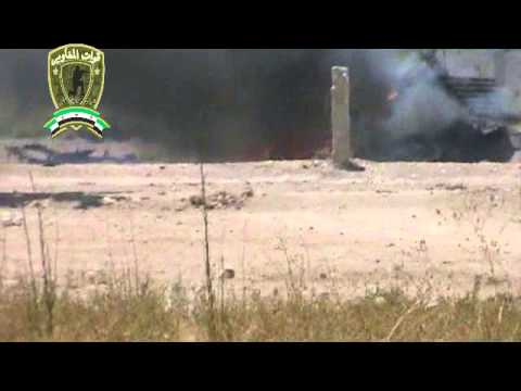 استهداف عربة بي أم بي من قبل لواء أبابيل الغوطة على جبهة دير سلمان في الغوطة الشرقية