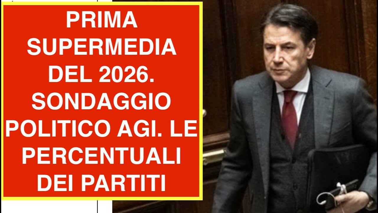PRIMA SUPERMEDIA DEL 2026. SONDAGGIO POLITICO AGI. LE PERCENTUALI DEI PARTITI
